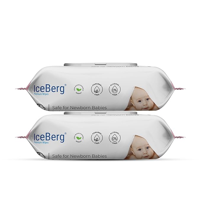 ICEBERG Sensitive Baby Wipes — Unscented, 99% Water (Pack of 80)