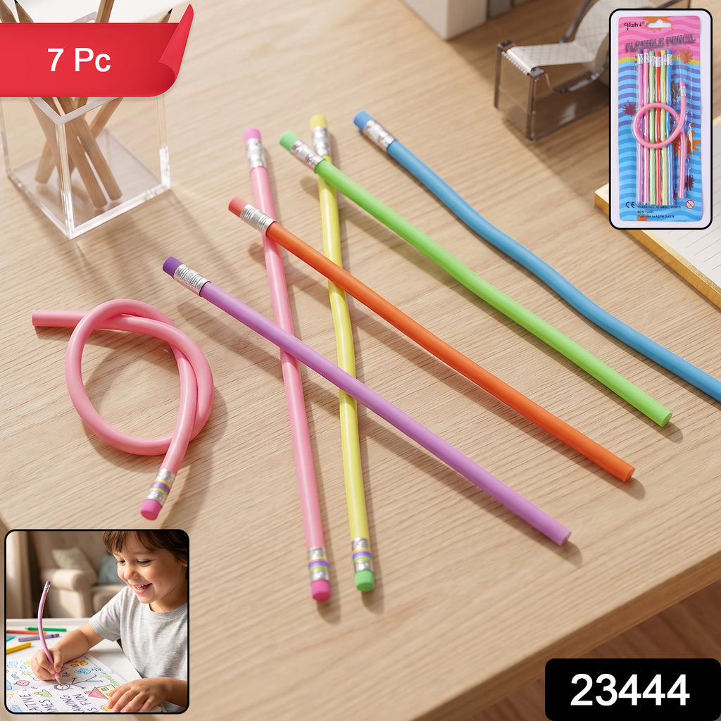 Flexible Bendable Pencils With Eraser  7 Pc Colorful Soft Magic Pencil Set