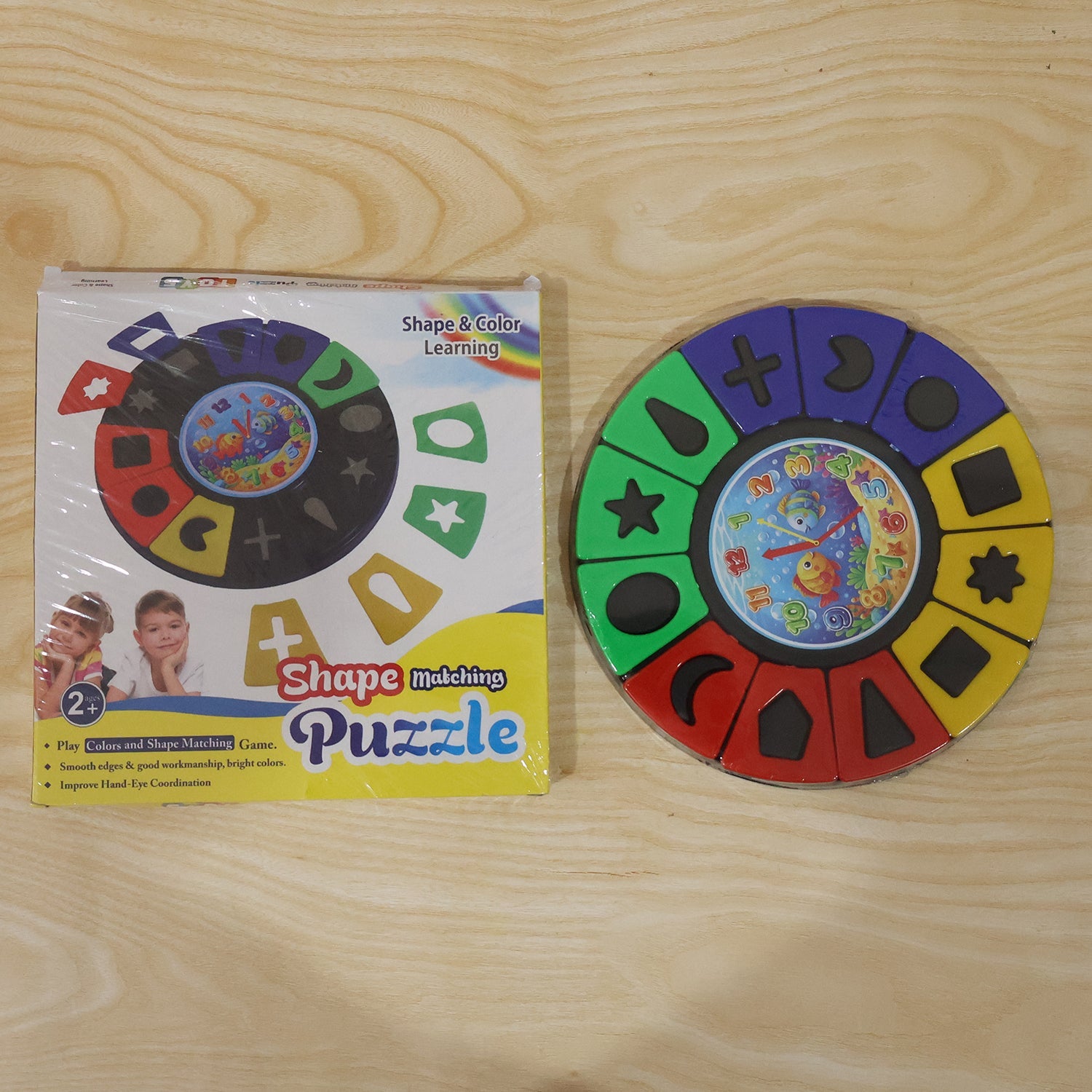 Shape  Color Matching Learning Puzzle Toy With Clock For Kids Toddlers (1 Pc)