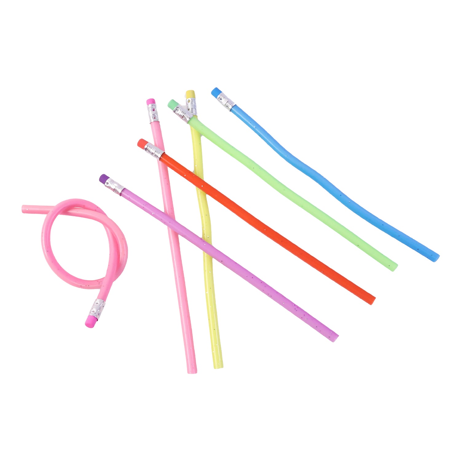 Flexible Bendable Pencils With Eraser  7 Pc Colorful Soft Magic Pencil Set