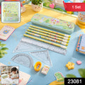 Cute Cartoon Geometry Box Stationery Set (1 Set)
