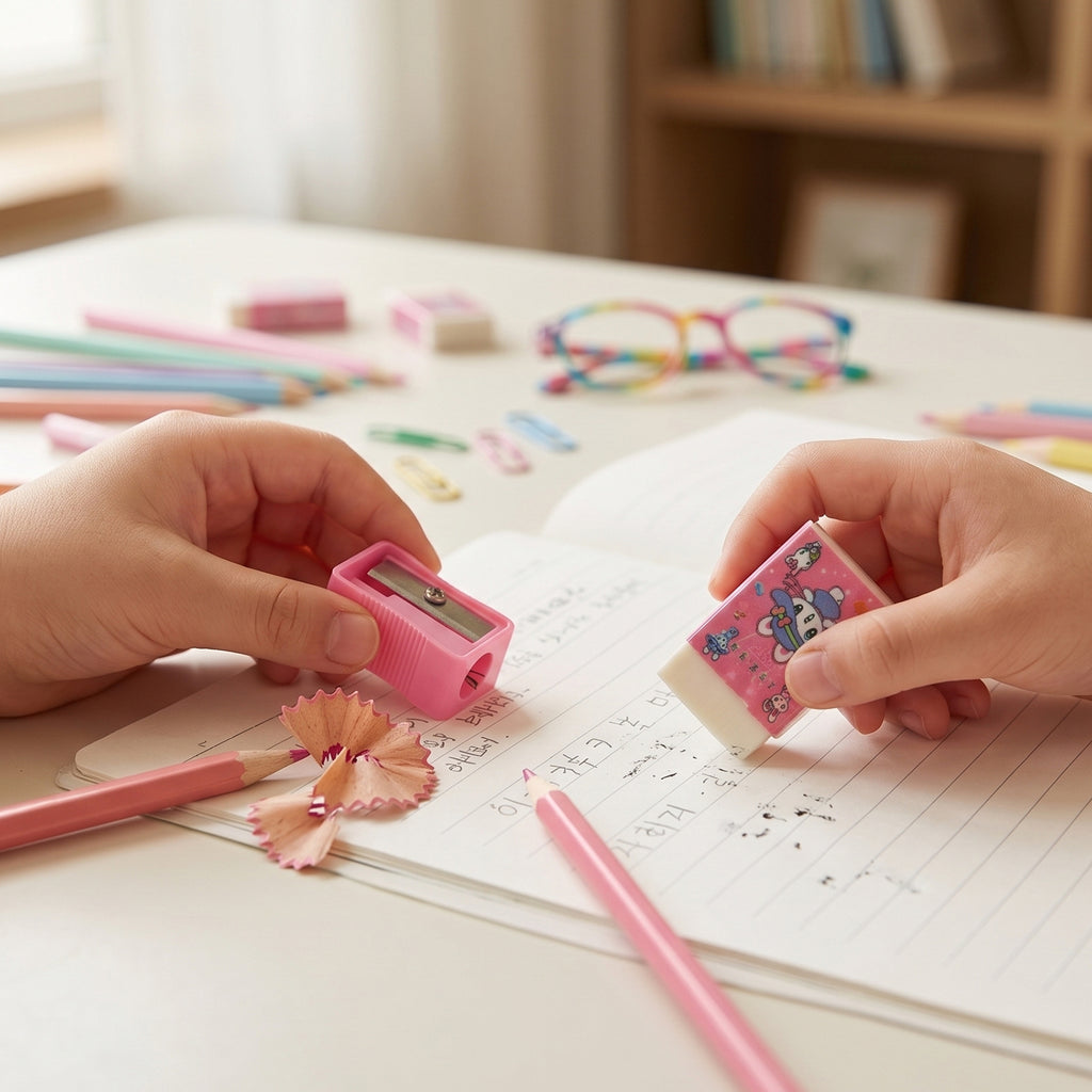 Kids School Stationery Kit  5 In 1 Cute Cartoon Set With Flexible Pencils