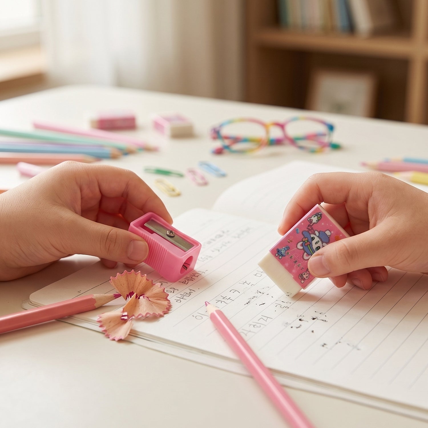 Kids School Stationery Kit  5 In 1 Cute Cartoon Set With Flexible Pencils