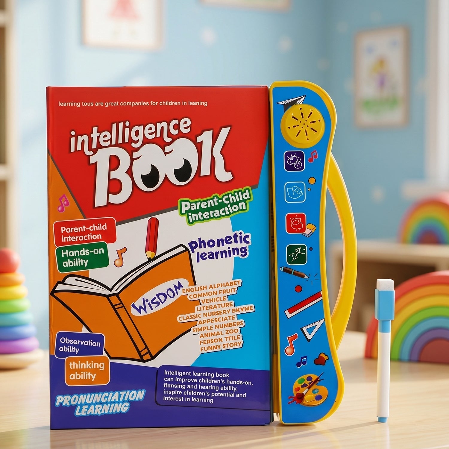 Kids Intelligence Learning Sound Book With Pen For Phonics And Numbers (1 Set)