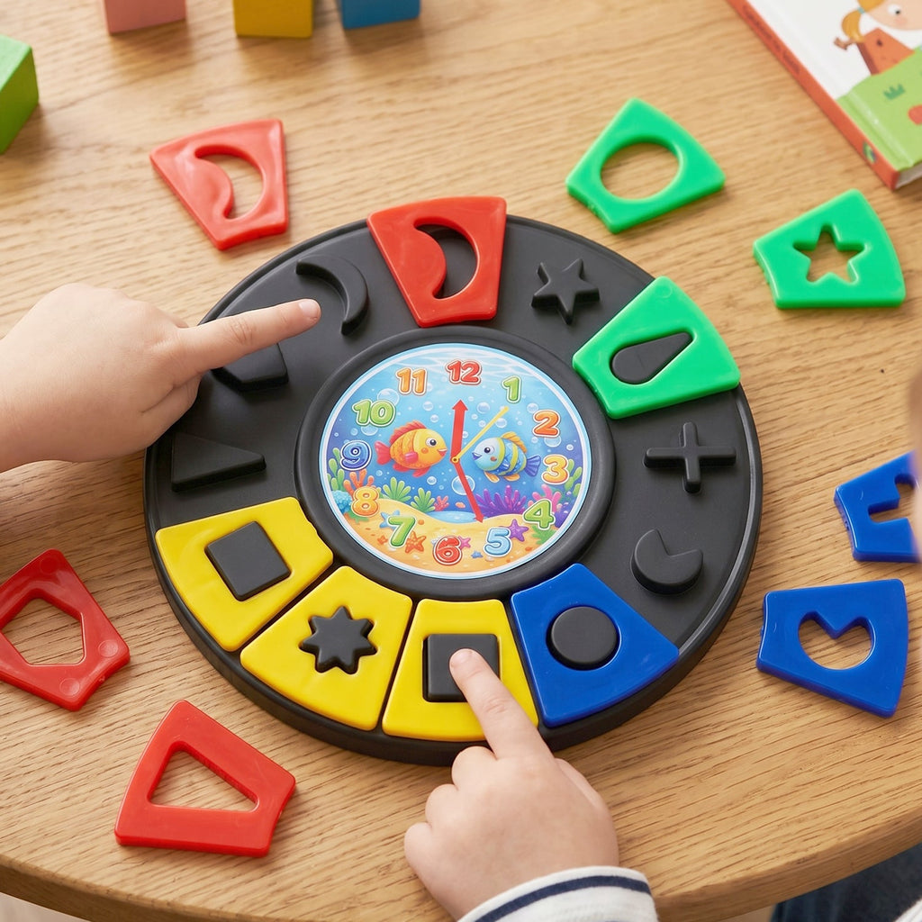 Shape  Color Matching Learning Puzzle Toy With Clock For Kids Toddlers (1 Pc)