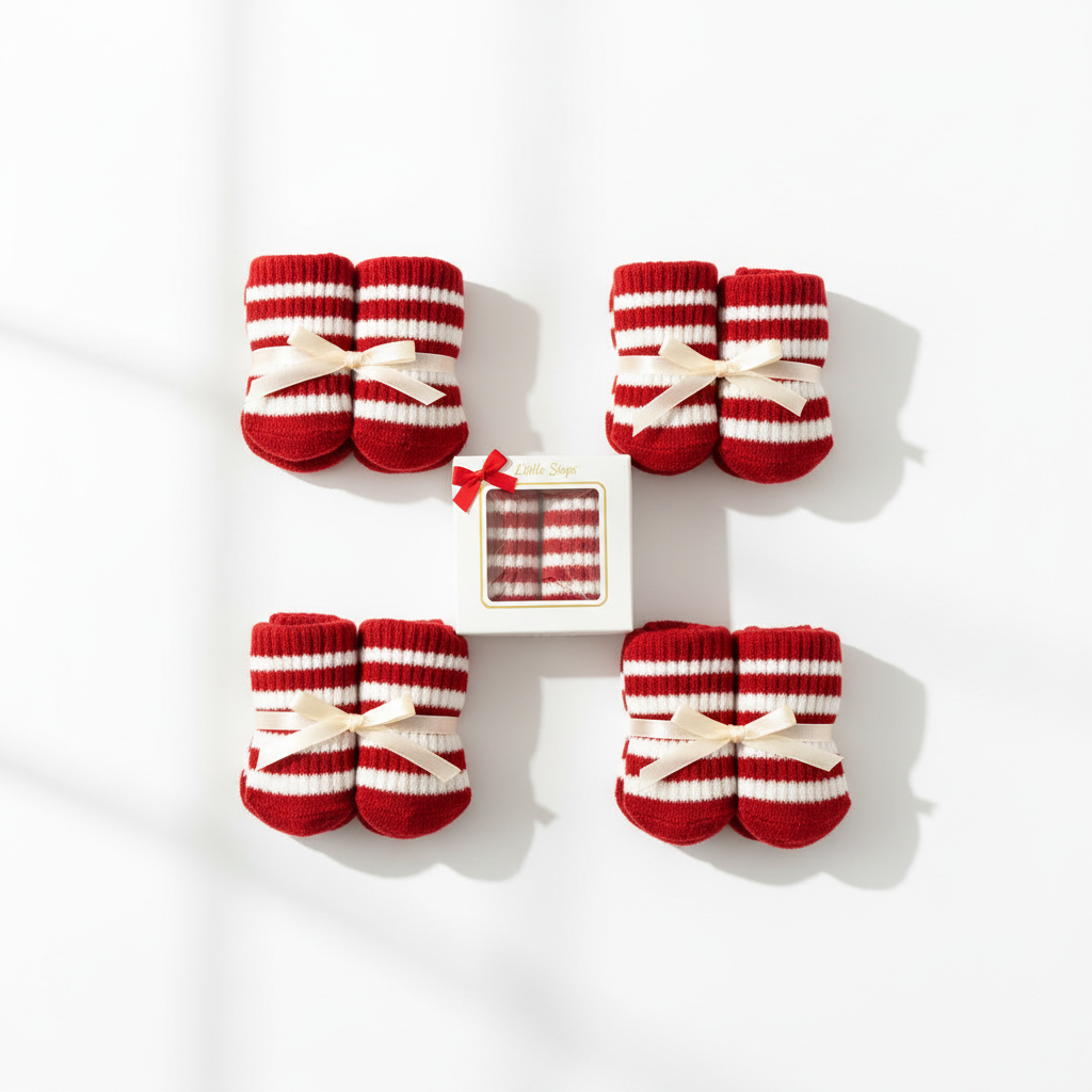 Red and Striped Baby Sock Gift Set