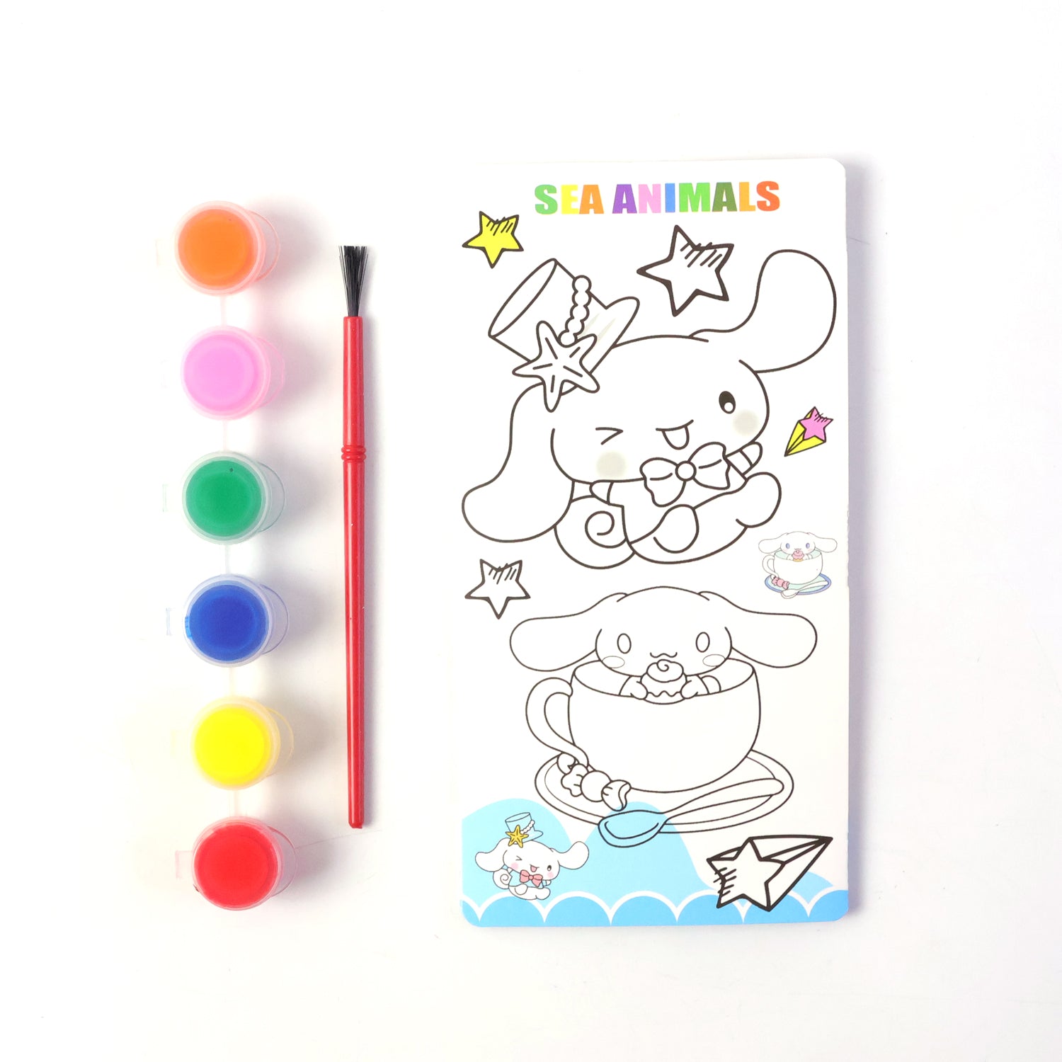 Kids Diy Colour Painting Kit With Cartoon Sketch Book (1 Set)