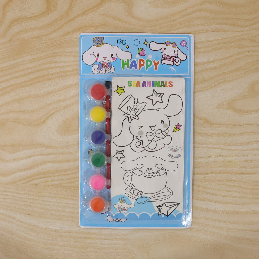 Kids Diy Colour Painting Kit With Cartoon Sketch Book (1 Set)